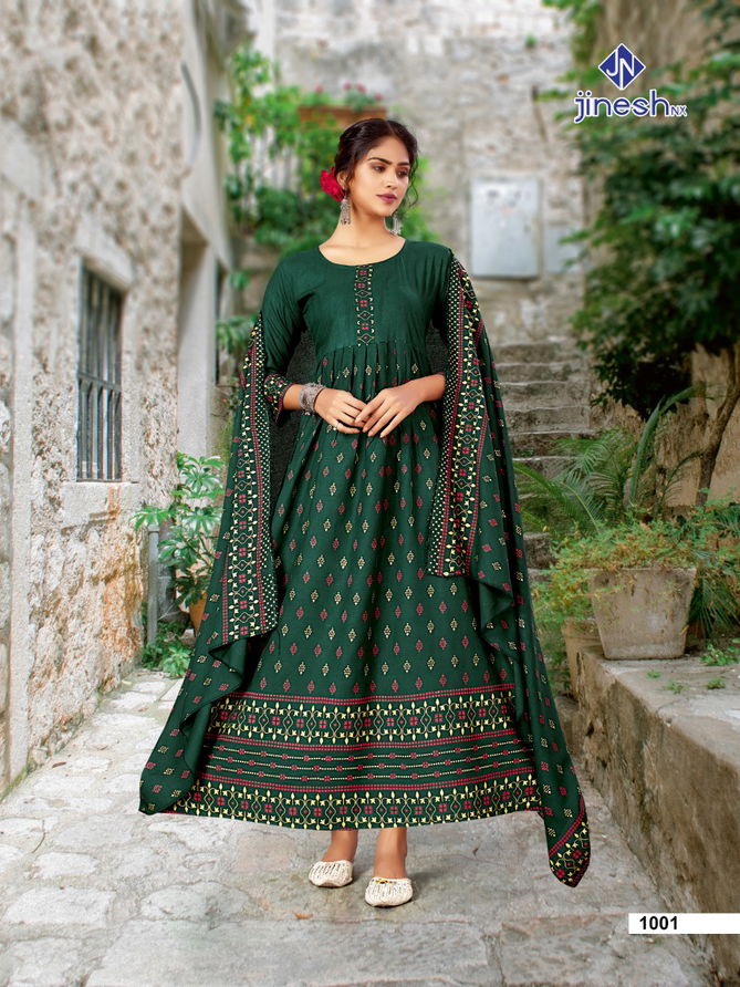 Jinesh Nx Jannat Heay Ethnic Wear Wholesale Printed Anarkali Kurtis Catalog